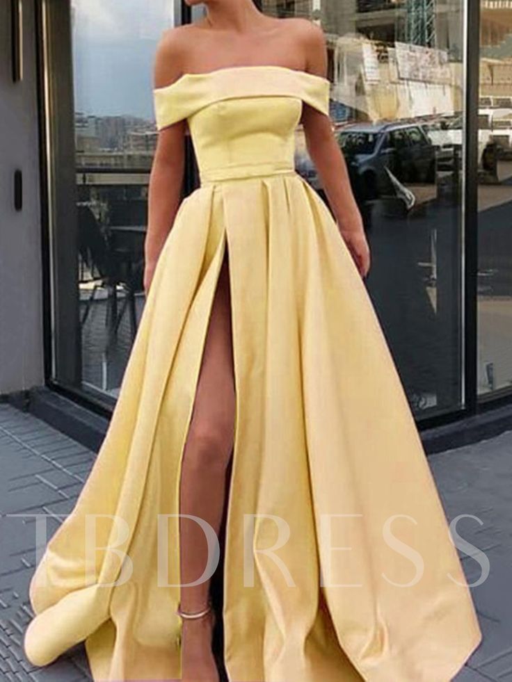 Yellow Prom Dresses Long, Long Elegant Prom Dresses, Yellow Formal Dress, Burgundy Homecoming Dress, Yellow Prom, Split Prom Dresses, Prom Dresses Yellow, Elegant Prom Dresses, Rock Punk