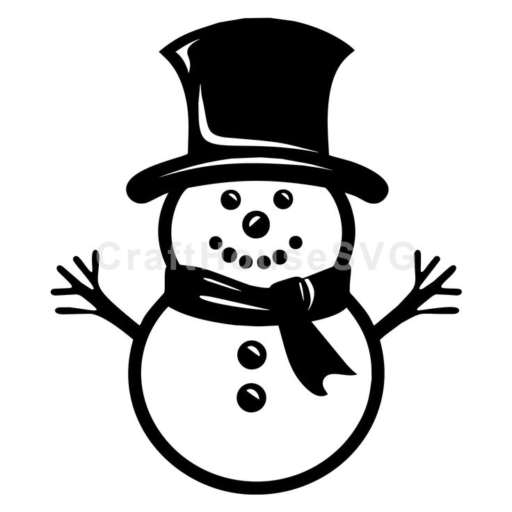 a black and white snowman with a top hat, scarf and bow tie on