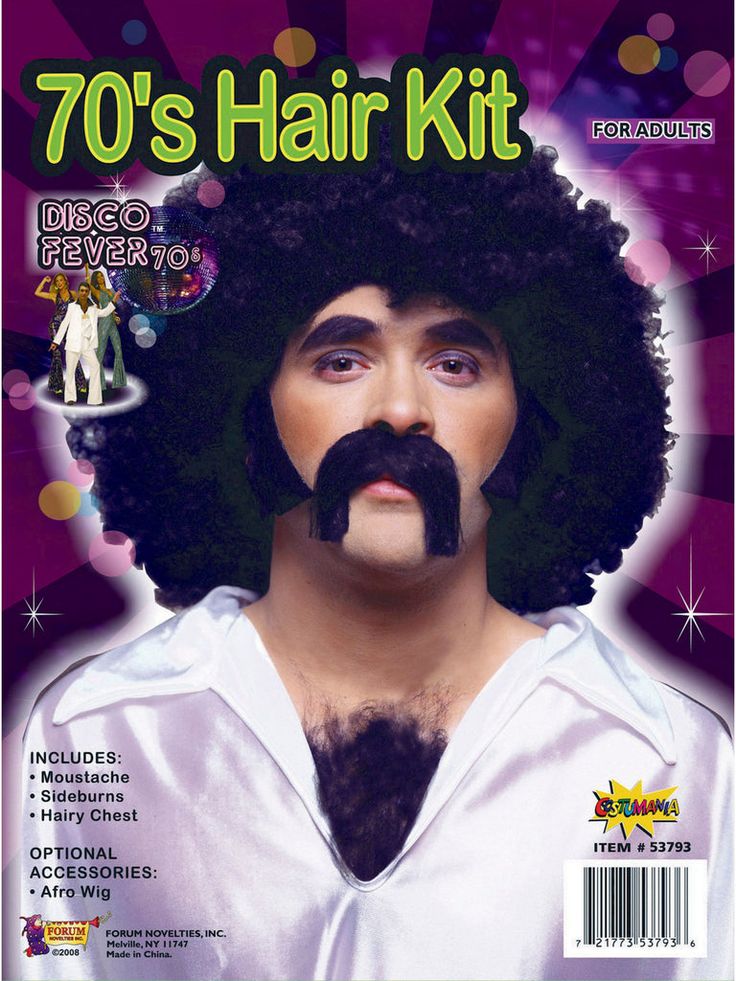 a man with an afro wig and moustache on the cover of a magazine