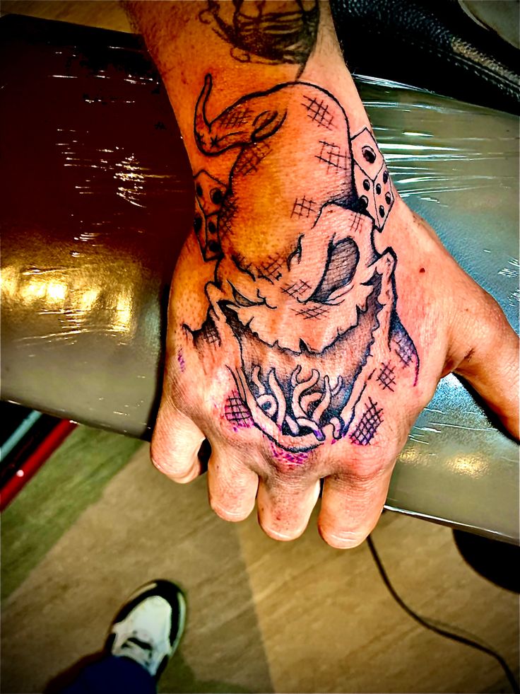 a person's hand with a tattoo on it