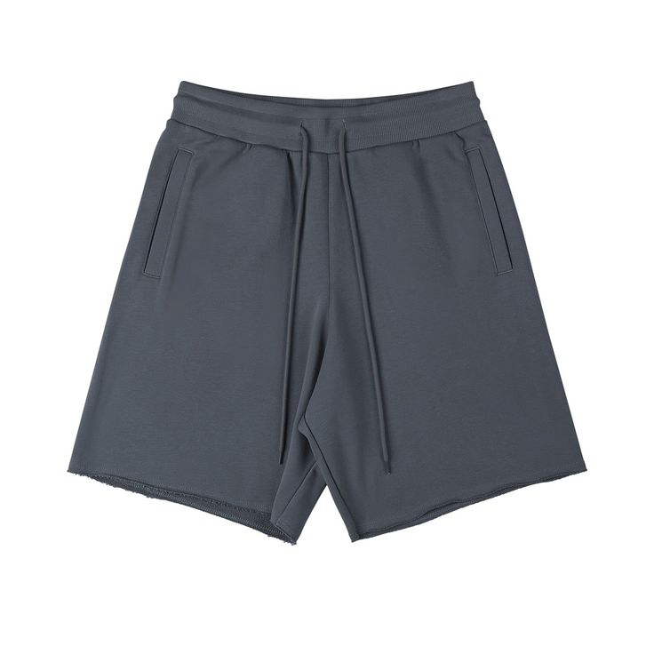 Shorts with Drawstring Waist - chiclara Gray Drawstring Shorts For Summer, Gray Drawstring Bottoms Of Short Length, Gray Relaxed Fit Shorts For Summer, Gray Summer Shorts With Elastic Waistband, Gray Bottoms For Summer Streetwear, Gray Relaxed Fit Knee-length Shorts, Gray Summer Streetwear Bottoms, Gray Drawstring Shorts For Spring, Gray Shorts For Summer Loungewear