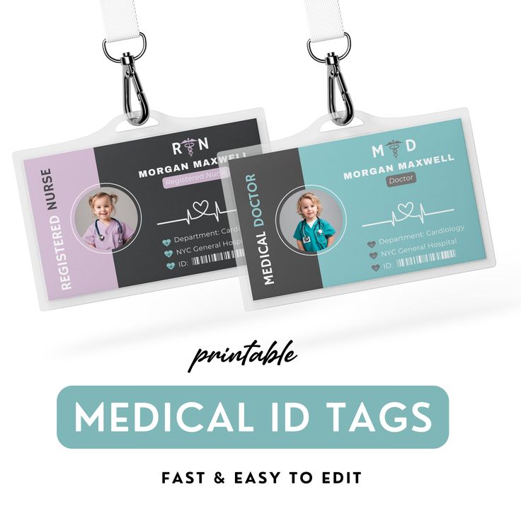 medical id tags with the text printable