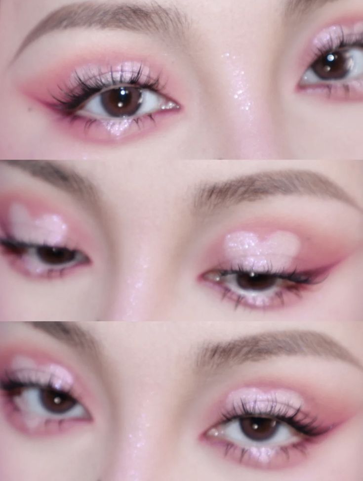 Valentine Inspired Makeup, K12 Makeup, K-12 Makeup Ideas, Pink And White Makeup, Changbin Salon, Descendants Dr, Korean Eye, Trilogy Tour, Elegantes Makeup