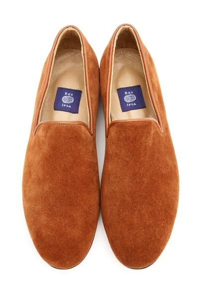 RES IPSA SNUFF SUEDE LOAFERS $ 275.00 USD Formal Suede Slip-ons With Round Toe, Brown Suede Slip-ons With Leather Sole, Formal Slip-on Loafers With Suede Lining, Formal Brown Slip-ons With Suede Lining, Classic Suede Semi-formal Slip-ons, Classic Formal Slip-ons With Suede Lining, Luxury Brown Slip-on Tassel Loafers, Brown Plain Toe Slip-ons For Galas, Brown Slip-on Loafers For Galas