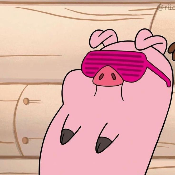 a cartoon pig with sunglasses on it's face