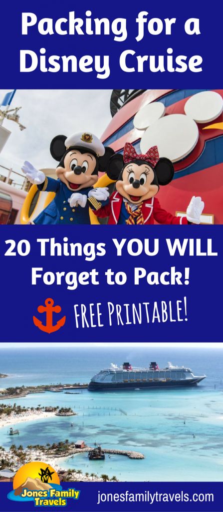 the disney cruise with text that reads packing for a disney cruise 20 things you will forget to pack free printable