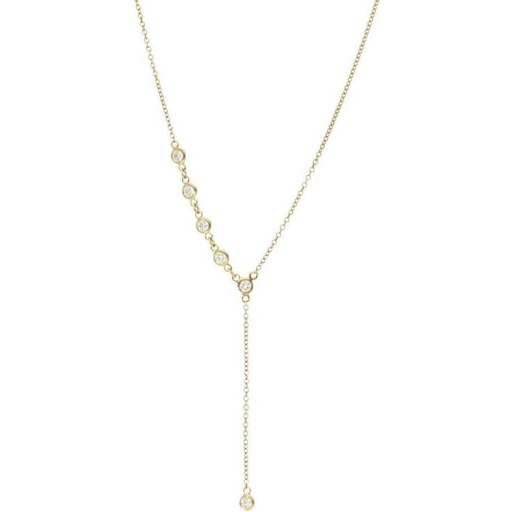 Sofer Jewelry - Half Plain Bezel Diamonds By The Yard Drop Necklace in 14K Yellow Gold Elegant Formal Diamond Necklace With Adjustable Chain, Classic Briolette Cubic Zirconia Necklace, Elegant 14k Gold Lariat Necklace, Delicate Yellow Gold Solitaire Necklace For Formal Occasions, Delicate Yellow Gold Solitaire Necklace For Formal Events, Elegant Briolette Cubic Zirconia Diamond Necklace, Formal Briolette Necklace With Bezel Setting, Elegant 14k Gold Drop Necklace, Elegant Drop Necklace With Diamond Accents For Anniversary