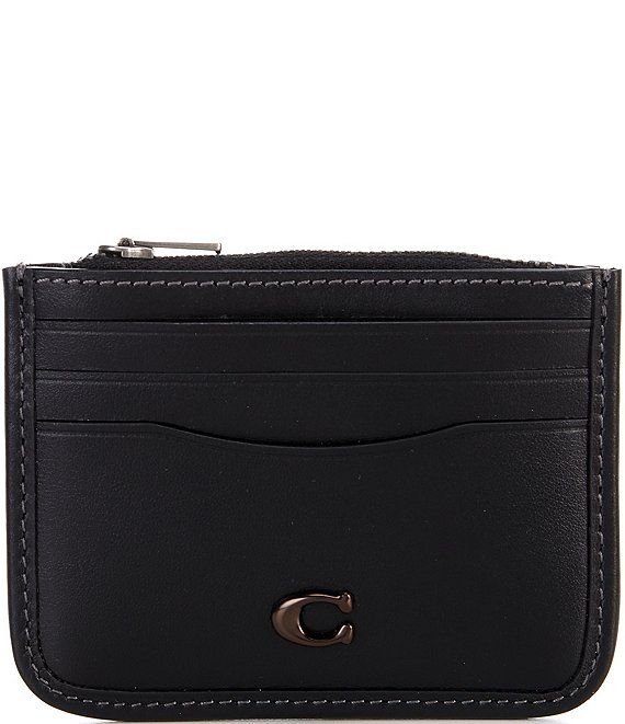 COACH Leather Zip Card Case | Dillard's Classic Coach Coin Purse With Coin Pocket, Coach Leather Coin Purse With Coin Pocket, Classic Coach Leather Coin Purse, Coach Leather Wallets With Zipper Closure, Classic Business Card Holder With Zipper Closure, Classic Coach Coin Purse With Zipper, Classic Coach Card Holder With Coin Pocket, Coach Black Card Holder With Rfid Blocking, Coach Black Card Holder With Card Slots