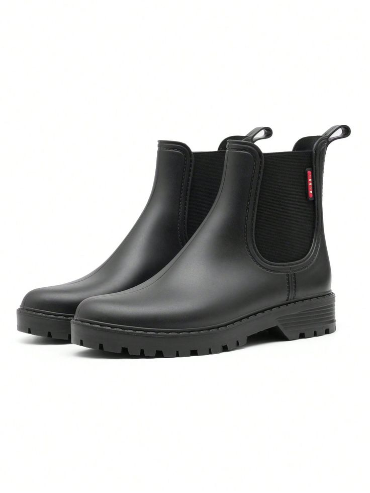 Women Rain Shoes, Fashionable Short Chelsea Slip-Resistant Rain Boots, Waterproof Jelly Booties, All-Match Overshoes Black    PVC Plain    Women Shoes, size features are:Bust: ,Length: ,Sleeve Length: Mum Fashion, Rain Shoes, Black Pvc, Boots Waterproof, Outdoor Shoes, Outdoor Woman, Sports Equipment, All Fashion, Rain Boots