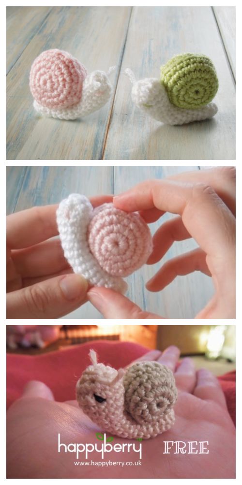 crocheted snail amigurt pattern by happyberry