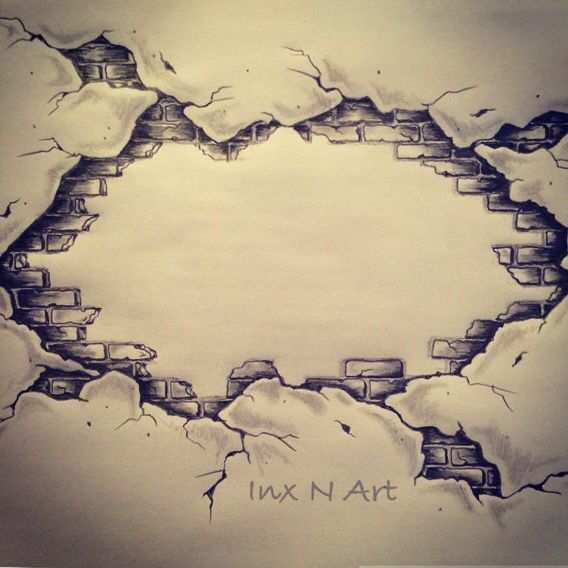 a drawing of a hole in the wall that says ink n'art on it