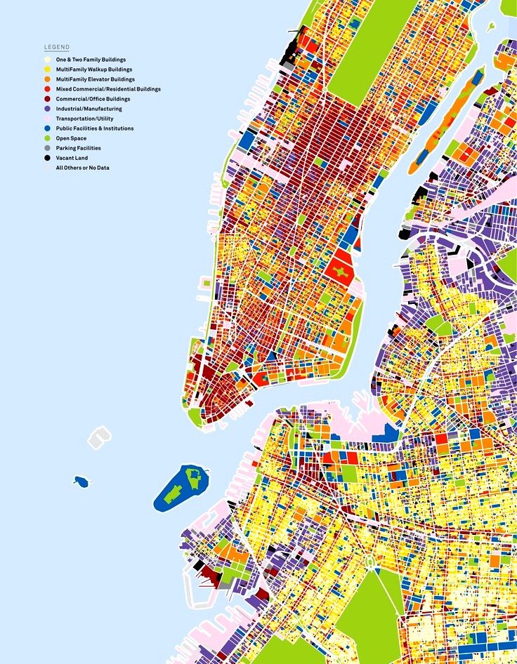 a map of new york city with all the streets and major cities in it, including one that is red