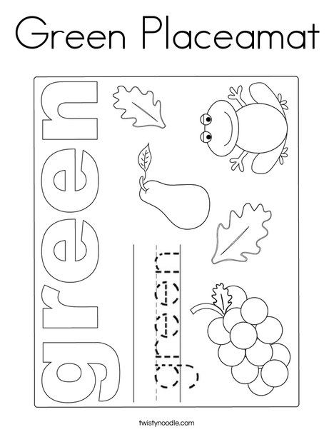 the green placemat coloring page