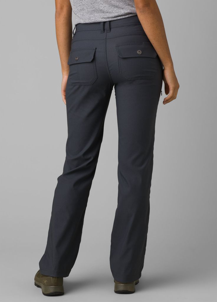 Halle Pant II | prAna Outdoor Pants With Elastic Waistband And 4-way Stretch, 4-way Stretch Outdoor Pants With Side Pockets, Versatile Bottoms With Functional Pockets, Nylon Bottoms With Pockets For Travel, Stretch Bottoms In Recycled Polyester For Outdoor Activities, Travel Bottoms With Elastic Waistband And Nylon Material, Midweight Versatile Pants With Side Pockets, Midweight Pants With Comfort Waistband, Casual Waterproof 4-way Stretch Bottoms