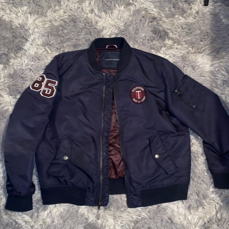 Tommy Navy Blue Bomber Jacket In Great Condition. Navy Blue And Brown, Tommy Hilfiger Jackets, Blue And Brown, Brown Color, Blue Brown, Mens Jackets, Tommy Hilfiger, Bomber Jacket, Jackets & Coats