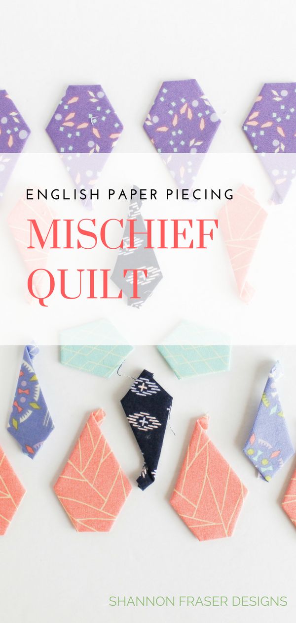 the english paper piecing mischief quilt pattern is shown with several different shapes and sizes