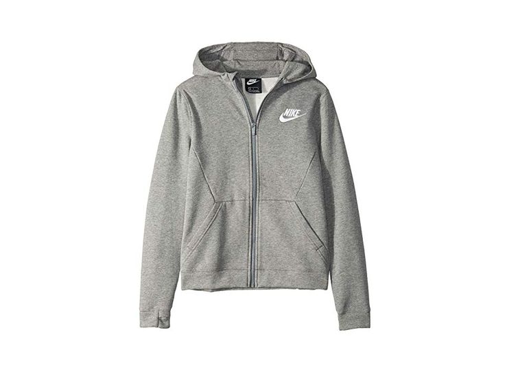 Nike Kids NSW Full Zip Hoodie Club (Big Kids) (Carbon Heather/Carbon Heather/White) Boy's Sweatshirt. Chilly nights and bitter breezes beware. He'll be unstoppable this fall in the Nike Kids NSW Full Zip Hoodie Club. Cozy hoodie offers warmth and coverage. Regular fit is eased  but not sloppy  and perfect for any activity. Lined hood offers cozy coverage. Full-zip front closure. Long-sleeve coverage. Side hand pockets. Knit cu #NikeKids #Apparel #Top #Sweatshirt #Gray Be Unstoppable, Kids Sportswear, Brand Mark, Boys Sweatshirts, Nike Kids, Heather White, White Boys, Workout Jacket, Sneakers Boots