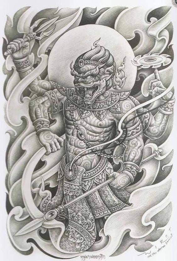 Tattoo Khmer, Cambodian Tattoo, Tato Irezumi, Suit Tattoo, Balinese Tattoo, Samurai Tattoo Sleeve, Hanuman Tattoo, Khmer Tattoo, Tattoo 2023