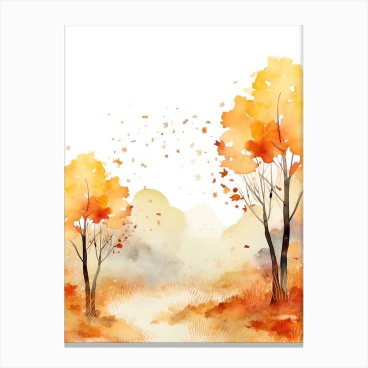 watercolor painting of trees in the fall