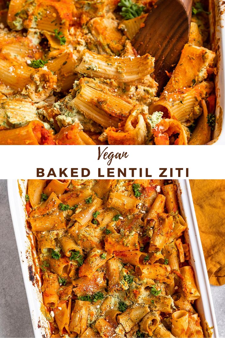 two images showing different types of baked pasta