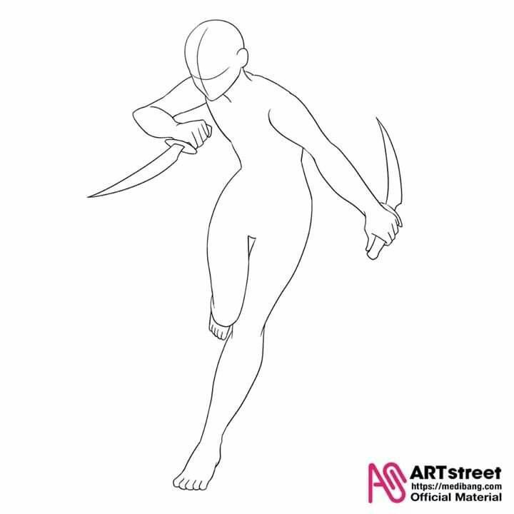 a drawing of a person holding a knife