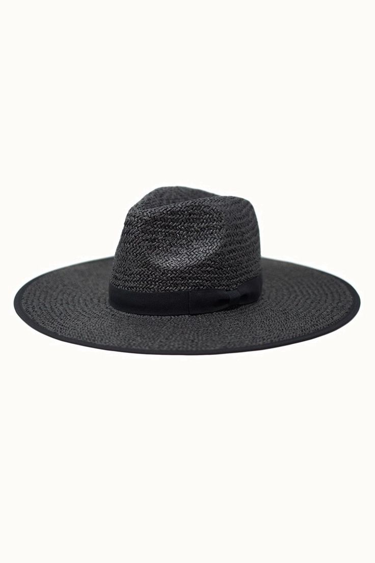 Best Seller.Paper straw large pinched 10cm brim rancher hat. Paper straw rancher hat Tonal band and binding along edge Adjustable inner drawstring for sizing Beautifully weaved natural straw Adjustable Black Straw Hat Made Of Paper Straw, Black Flat Brim Straw Hat For Rodeo, Western Black Straw Hat With Flat Brim, Black Brimmed Panama Hat For Rodeo, Black Brimmed Straw Hat For Country Events, Black Country Style Straw Hat With Flat Brim, Black Country Style Straw Hat With Curved Brim, Country Style Black Straw Hat With Short Brim, Black Western Fedora Straw Hat