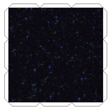 an image of the inside of a box with blue and black squares on it,