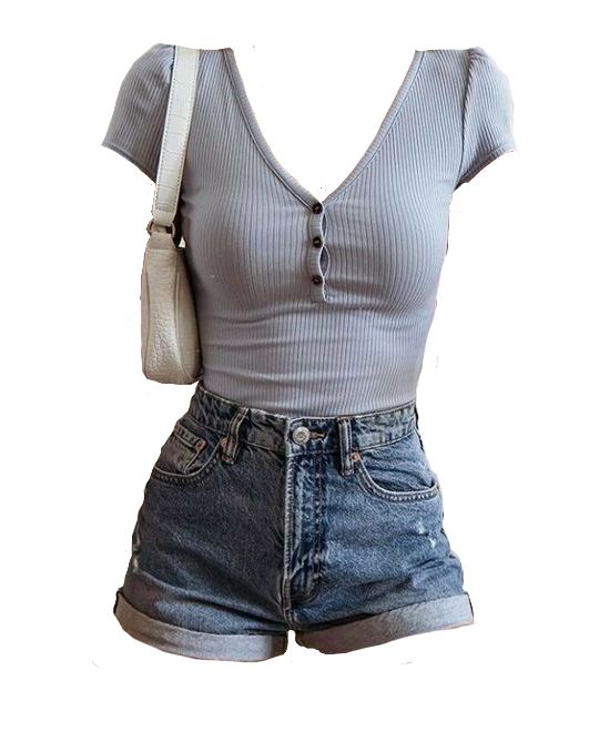 Outfit Ideas With Short Jeans, Short Jeans Outfit Woman, Obx Outer Banks Outfits School, Png Summer Clothes, Cottage Core Aesthetic Outfit Summer, Cuqoutte Aesthetic Outfits, Jean Short Outfits Summer Casual, Short Jeans Png, Summer Shorts Outfits Aesthetic