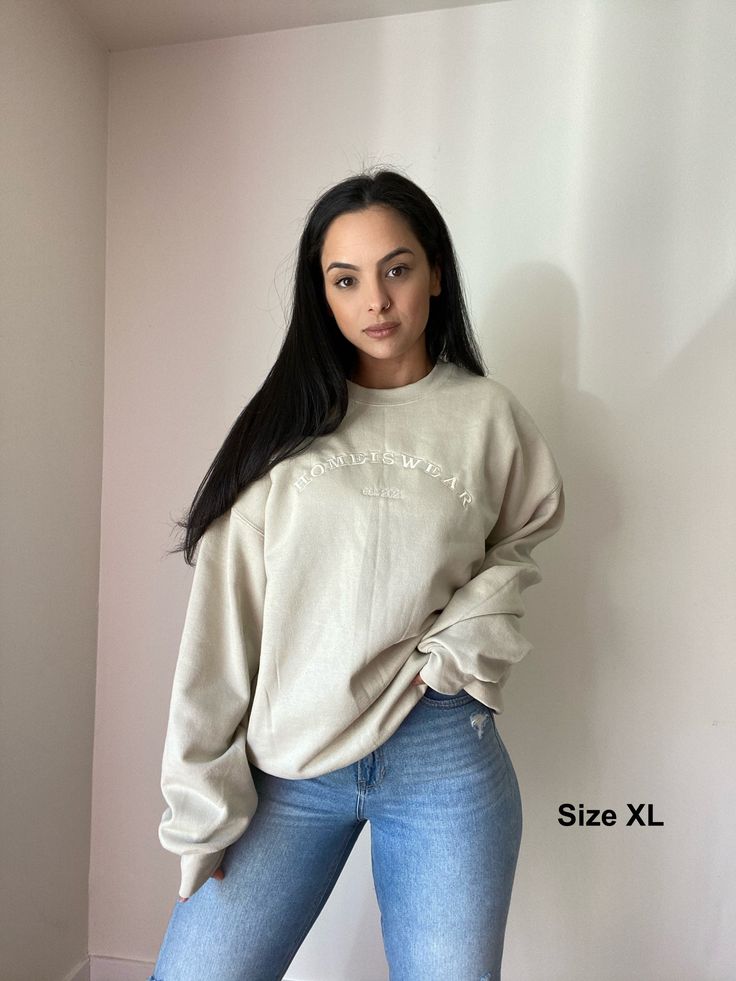 Soft fleece lined Crewneck sweatshirt in light beige. Has an ivory cream logo embroidered on chest. Sizing is based off of unisex adult. Size up for an oversized fit, or stick with your true size. . . . All products are made to order so please allow anywhere between 1-4 weeks, ALL SALES ARE FINAL. Beige Hat, Simi Valley, Un Logo, Cashew, Light Beige, Logo Embroidered, Crewneck Sweatshirt, Sweat Shirt, Gender Neutral