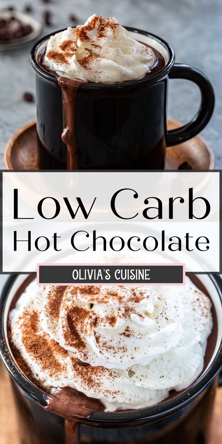 low carb hot chocolate with whipped cream on top