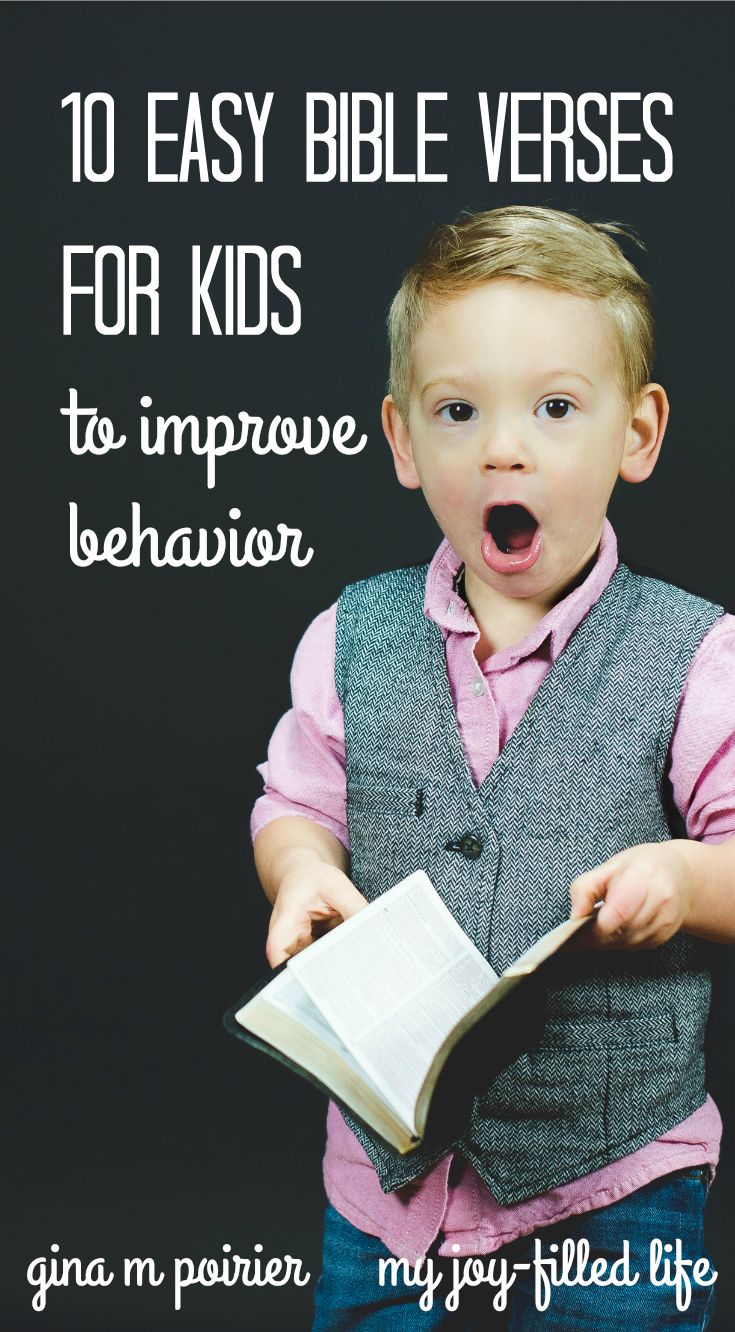 a young boy holding an open book with the words 10 easy bible verses for kids to improve behavior