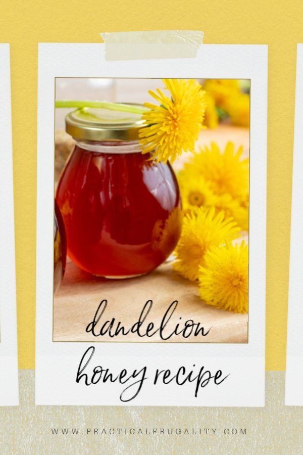 two pictures with the words dandelion honey recipe in front of some dandelions