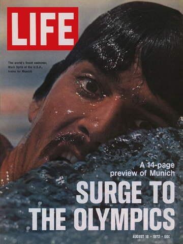 the cover of life magazine features an image of a man swimming in water with his mouth open