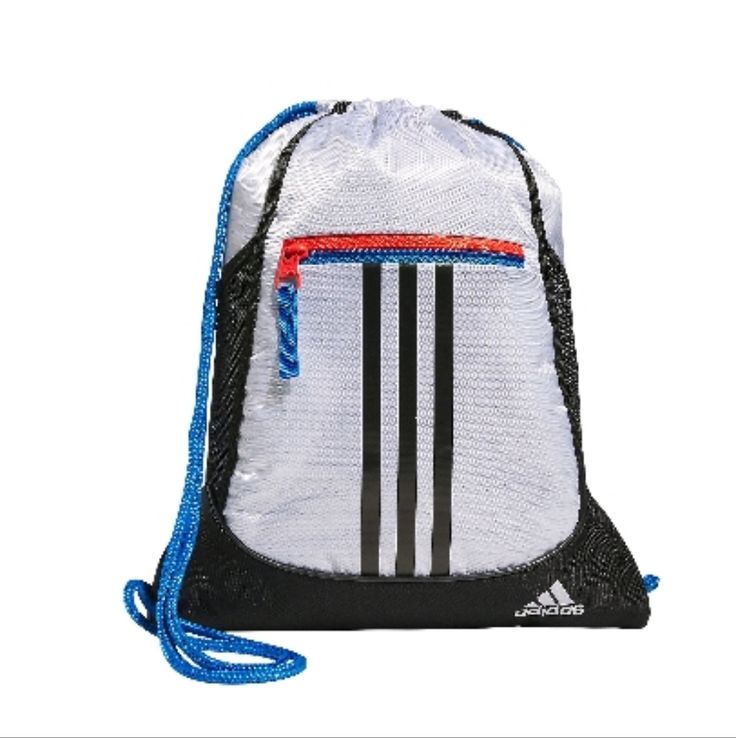 Backpack Usually Has Two Straps That Go Over The Shoulders. It Is Used To Carry Things In It, And It Often Has Many Pockets Or Compartments To Carry Things. No Returns Accepted White Sporty School Bag, Sporty White School Bag, White Sports Bag For Back To School, Adidas Nylon Sports Bag, Adidas Blue Backpack, Sporty Standard Backpack For School, Functional White Gym Bag For School, Sporty Standard Backpack For Back To School, Sporty Pouch Bag For Sports