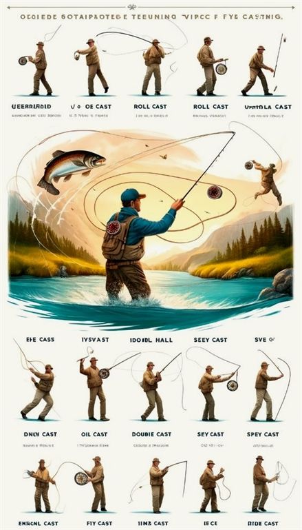 a poster showing different types of fishing