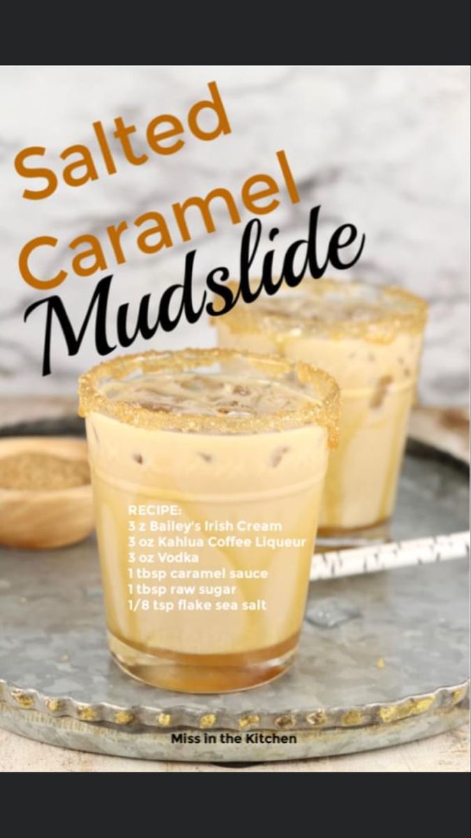 salted caramel mudslide recipe on a tray