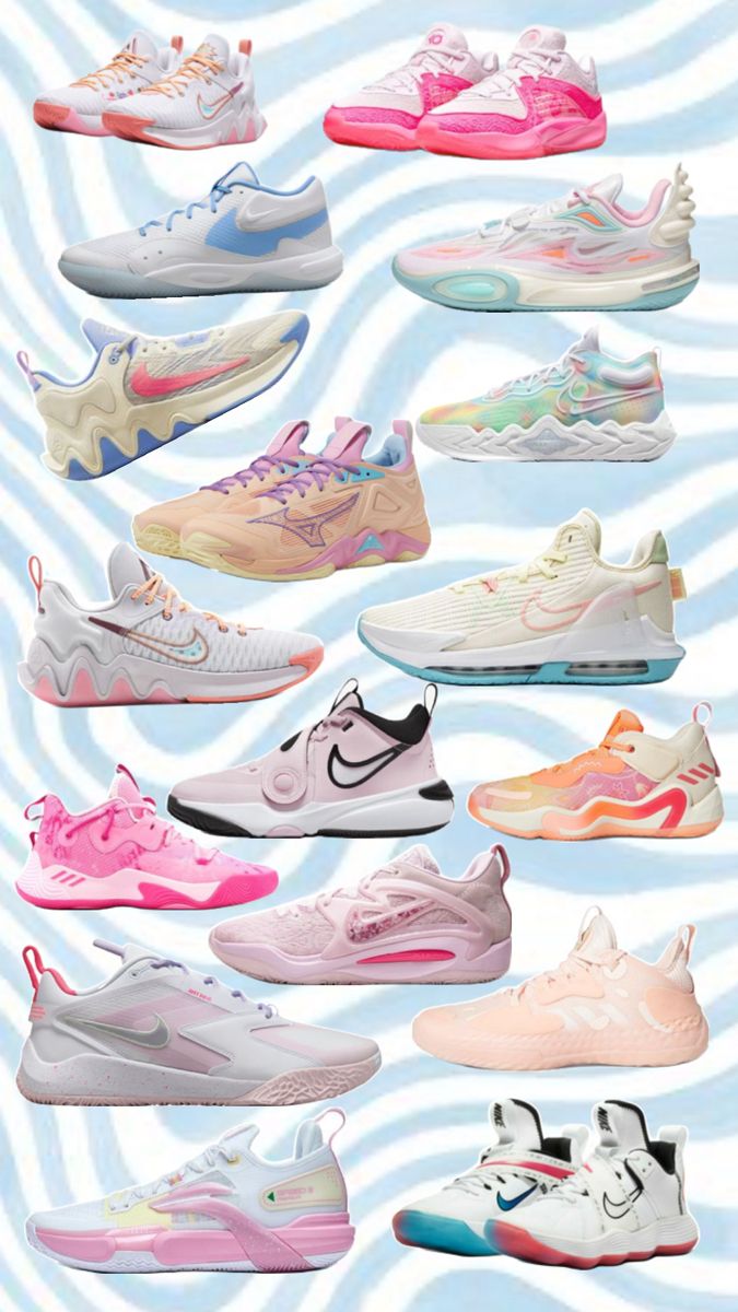 the nike air zoom sneaker collection is shown in all different colors and sizes, including pink