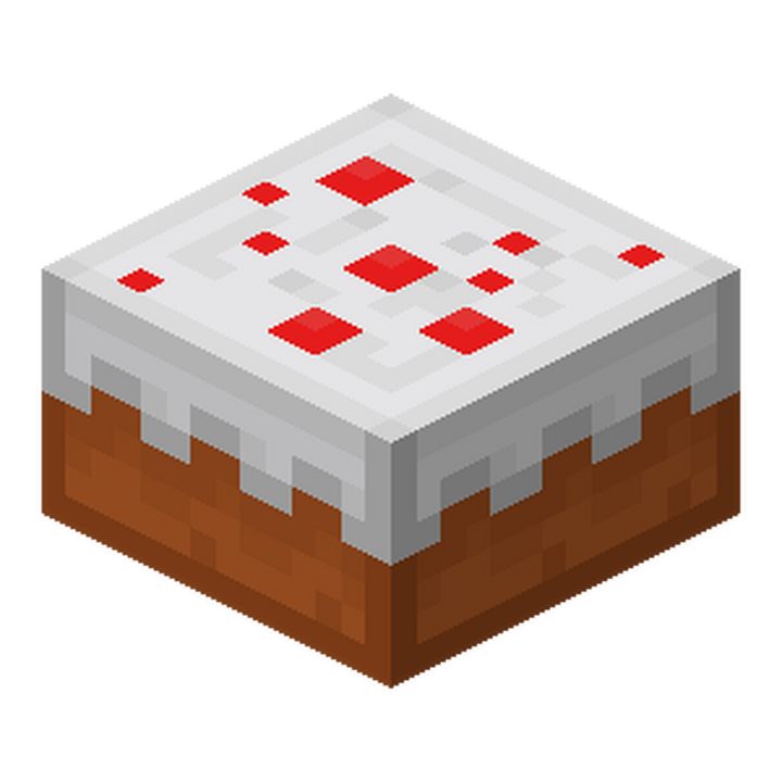 a white and red object with squares on it's surface, in pixel style