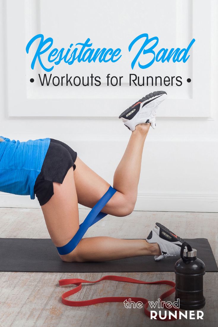 a woman is doing an exercise on a mat with the words resistance band workouts for runners