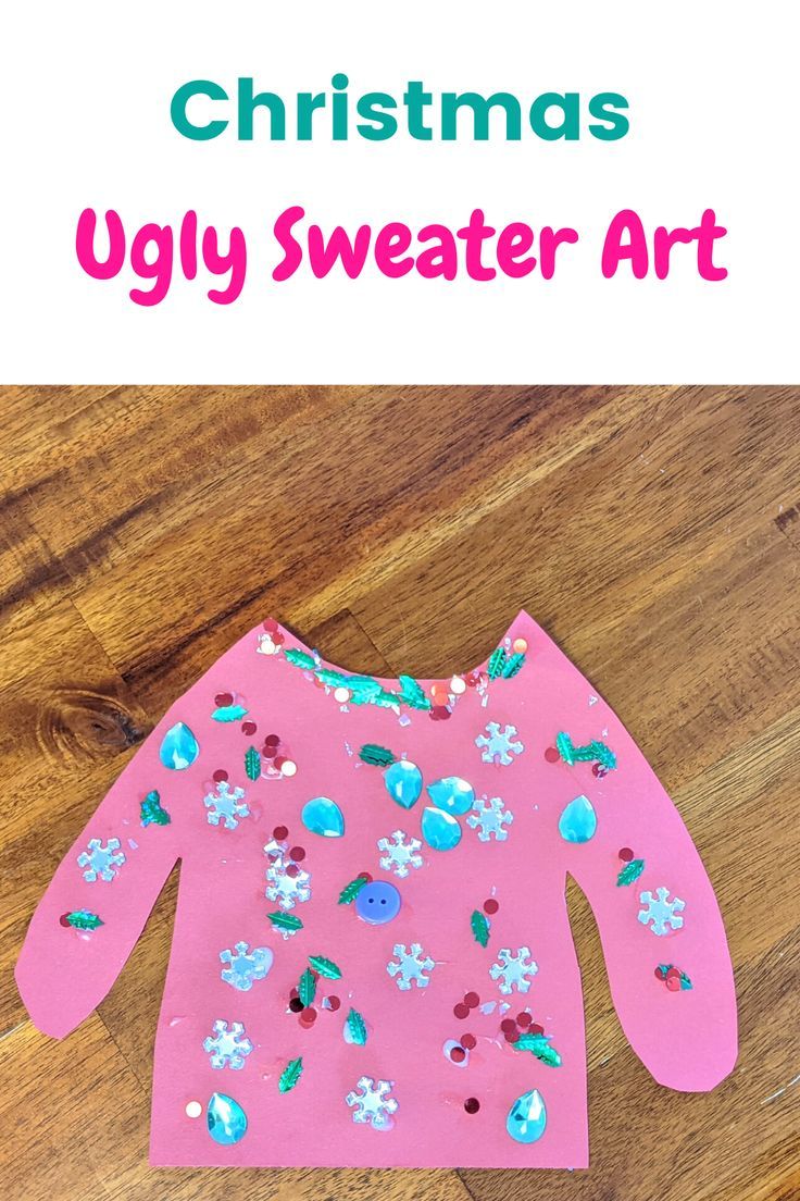 an ugly sweater art project for kids with the words christmas ugly sweater art on it