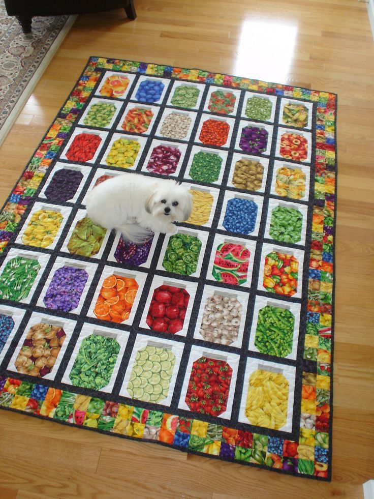 a small white dog sitting on top of a table covered in lots of colorful candies