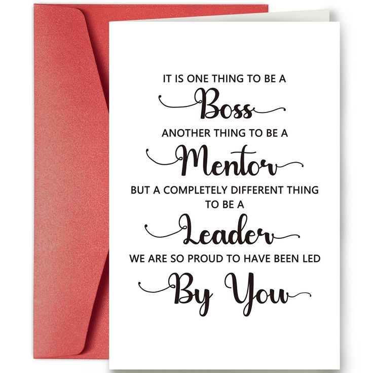 a card that says it is one thing to be a boss and another thing to be a mentor