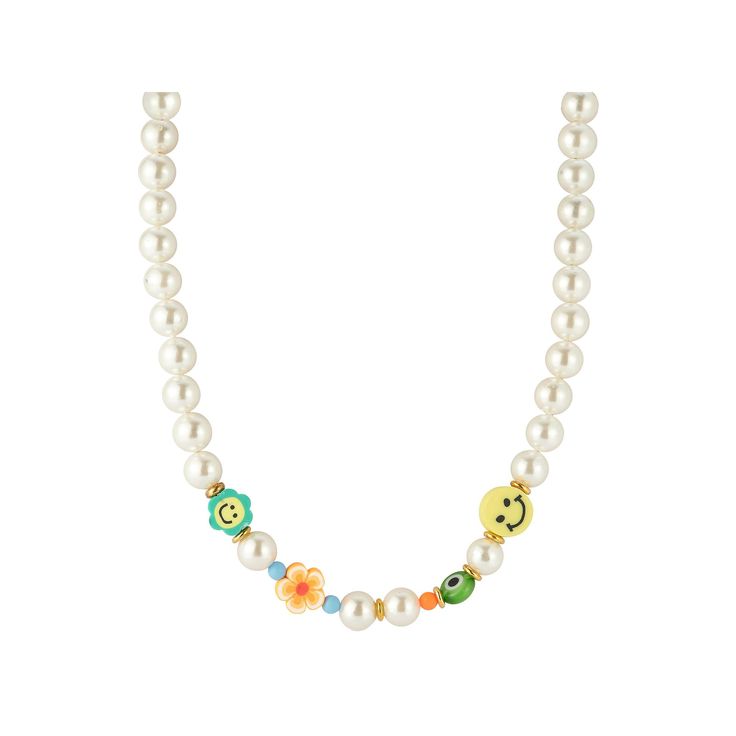 Infuse your style with positivity and charm with this Sunkissed Sterling Smiley Face Freshwater Cultured Pearl Stretch Necklace—an adorable and whimsical accessory that adds a touch of joy to your ensembles. Click on this JEWELRY & WATCHES GUIDE to learn about fit, styles, materials and more! Infuse your style with positivity and charm with this Sunkissed Sterling Smiley Face Freshwater Cultured Pearl Stretch Necklace—an adorable and whimsical accessory that adds a touch of joy to your ensembles Trendy Necklaces For Friendship, White Necklace For Friendship And Mother's Day, White Necklace For Friendship On Mother's Day, Trendy Everyday Pearl Charm Necklaces, Trendy Everyday Pearl Charm Necklace, White Playful Friendship Necklace, Playful White Friendship Necklace, Cute Everyday White Necklace, Cute White Everyday Necklace