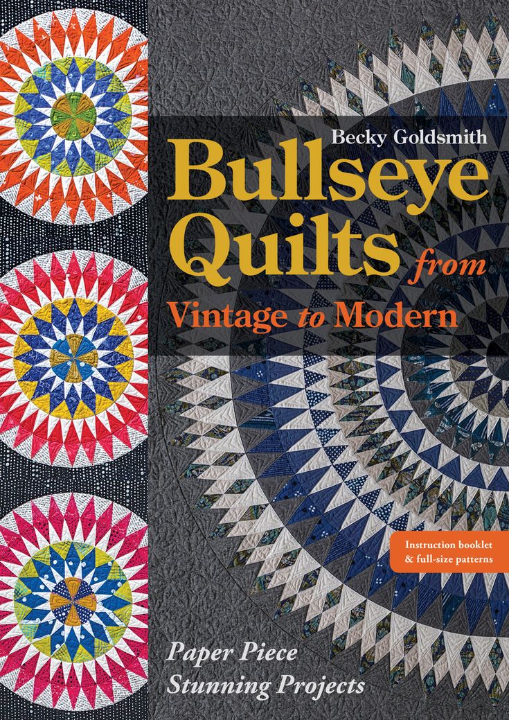 an image of the cover of bullseye quilts from vintage modern paper piece stunning projects