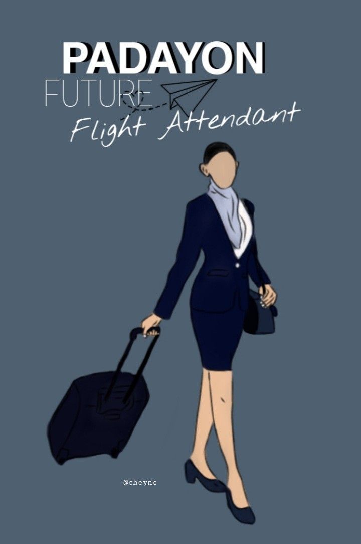 a woman in business attire holding a luggage bag and standing next to an airplane with the words,'future flight attendant '