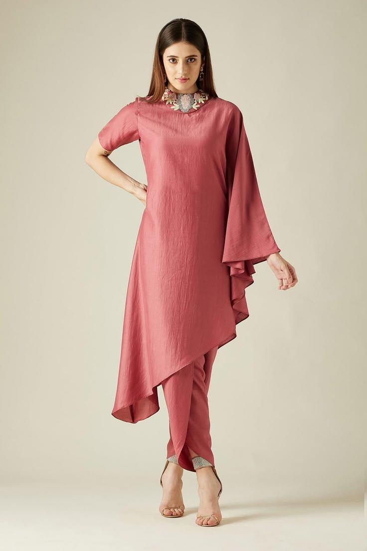 Indo Western Outfits For Women, Bakra Eid, Asymmetric Tunic, Stylish Kurtis Design, Drape Pants, Coord Sets, Designer Kurti Patterns, Tunic Designs, Kurti Patterns