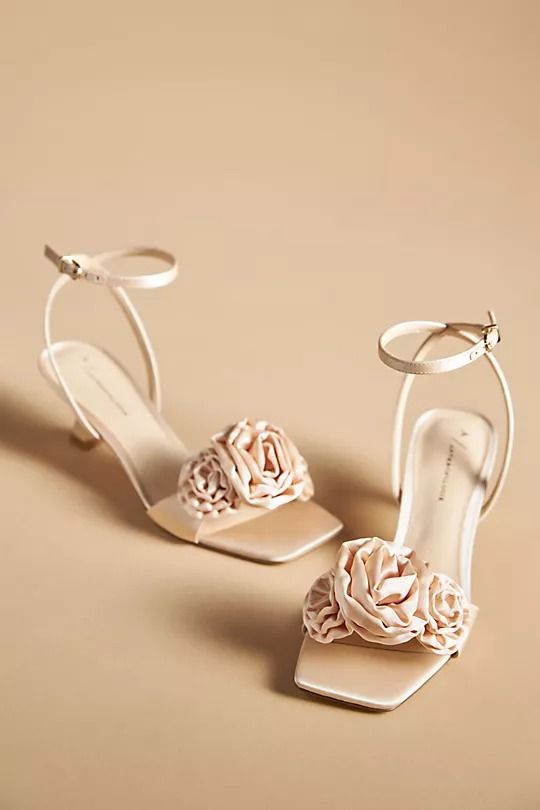 By Anthropologie Florette Kitten Heels | Anthropologie Dainty Heels, Leather Wedding, Anthropologie Shoes, Bridal Heels, Satin Heels, Wedding Vibes, Jelly Shoes, Shoe Closet, Walker Boots