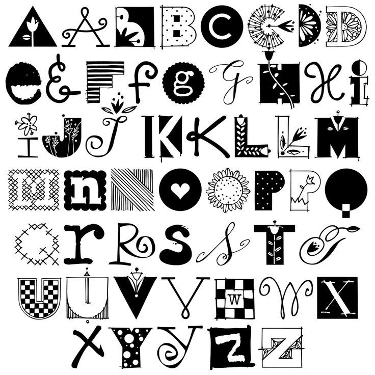 the alphabet is made up of letters and numbers, all in different shapes and sizes