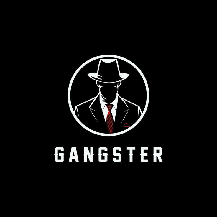 a man in a suit and hat with the word gangster on it's side