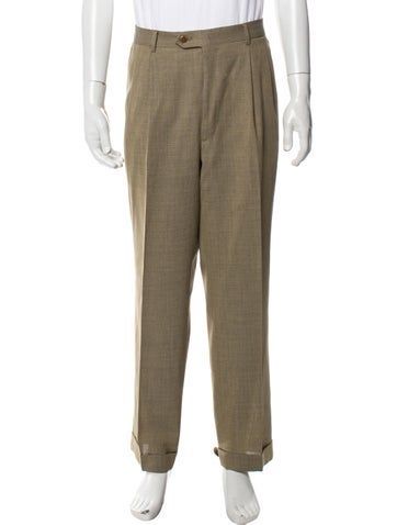 Brioni Wool Dress PantsBrownSlit PocketsFit:Pants by Brioni typically fit true to size. Semi-formal Beige Trousers, Brown Tailored Tapered Leg Bottoms, Tailored Brown Bottoms With Tapered Leg, Beige Trousers For Semi-formal Occasions, Beige Semi-formal Trousers, Tailored Brown Straight Pants, Brown Wide Leg Business Pants, Brown Flat Front Dress Pants With Pockets, Beige Wide Leg Business Bottoms